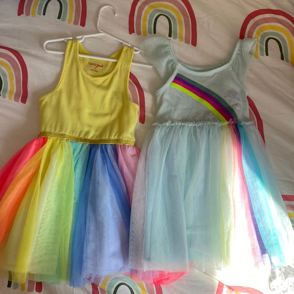 2 4T Rainbow Theme Dresses 4T